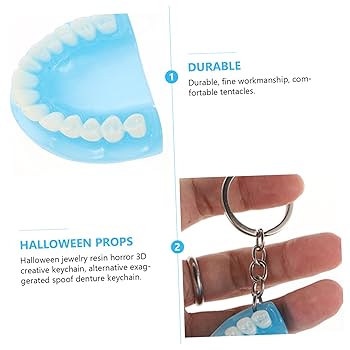 Amazon.co.jp: [NOLITOY] 1個 義歯キーホルダー 歯 キーチェーン